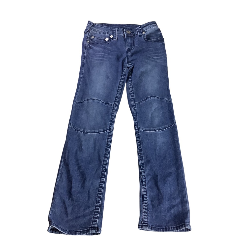True Religion Straight Leg Jeans Girls 10 Blue Denim Y2K Moto Style